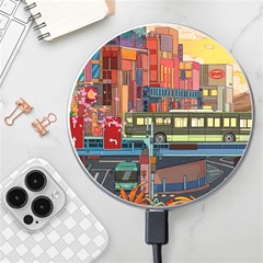 The City Style Bus Fantasy Architecture Art Wireless Fast Charger(white)