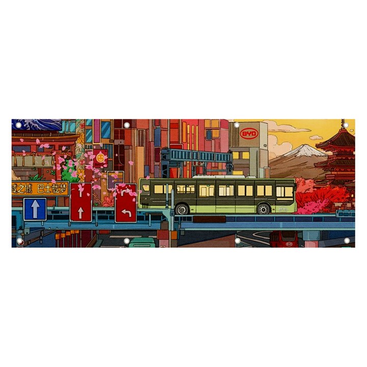 The City Style Bus Fantasy Architecture Art Banner and Sign 8  x 3 