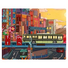 The City Style Bus Fantasy Architecture Art Premium Plush Fleece Blanket (medium)