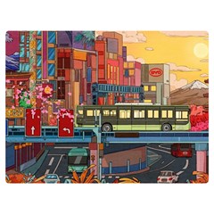 The City Style Bus Fantasy Architecture Art Premium Plush Fleece Blanket (extra Small) by Grandong