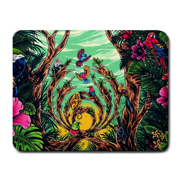 Monkey Tiger Bird Parrot Forest Jungle Style Small Mousepad