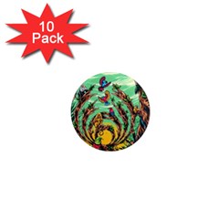 Monkey Tiger Bird Parrot Forest Jungle Style 1  Mini Magnet (10 Pack)  by Grandong