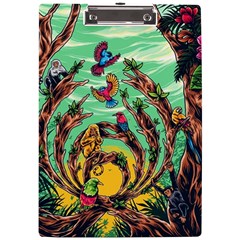 Monkey Tiger Bird Parrot Forest Jungle Style A4 Acrylic Clipboard by Grandong