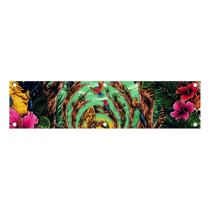 Monkey Tiger Bird Parrot Forest Jungle Style Banner and Sign 4  x 1 