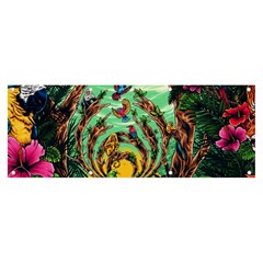 Monkey Tiger Bird Parrot Forest Jungle Style Banner And Sign 8  X 3  by Grandong