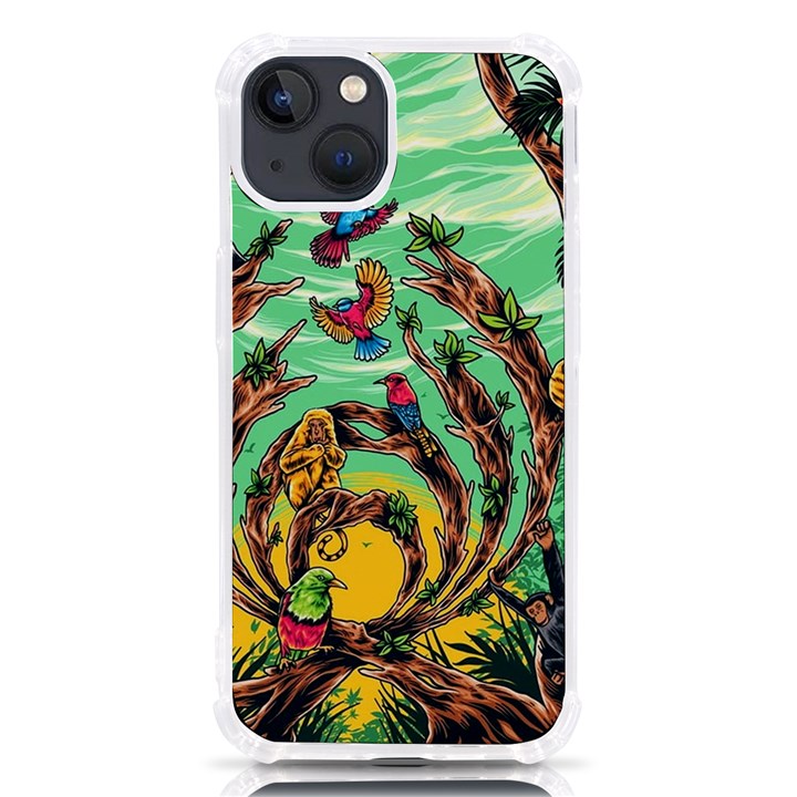 Monkey Tiger Bird Parrot Forest Jungle Style iPhone 13 TPU UV Print Case