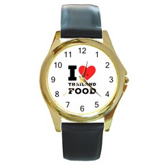 I love Thailand food Round Gold Metal Watch