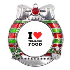 I Love Thailand Food Metal X mas Ribbon With Red Crystal Round Ornament by ilovewhateva