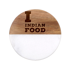 I Love Indian Food Classic Marble Wood Coaster (round)  by ilovewhateva