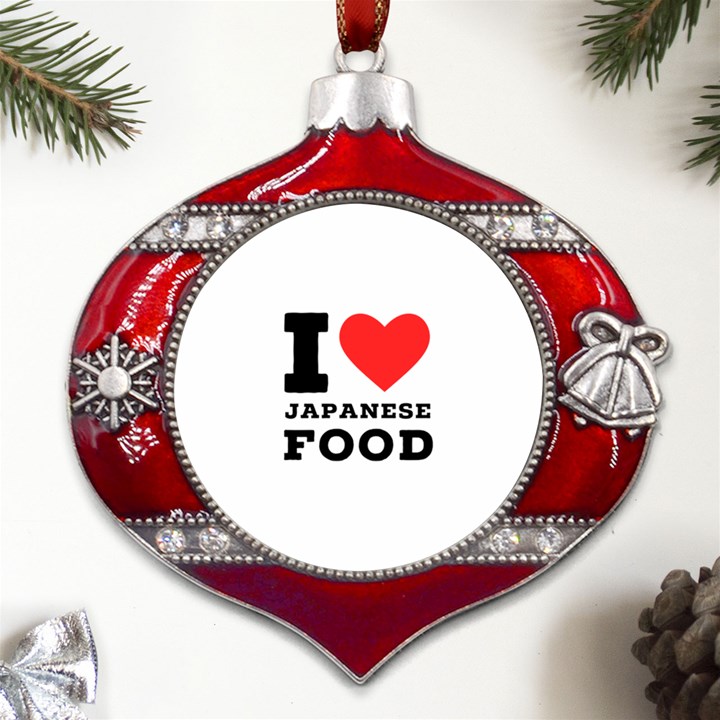 I love Japanese food Metal Snowflake And Bell Red Ornament