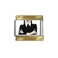 Wednesday Addams Gold Trim Italian Charm (9mm) by Fundigitalart234