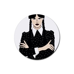 Wednesday Addams Rubber Round Coaster (4 Pack) by Fundigitalart234