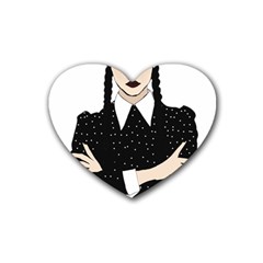 Wednesday Addams Rubber Heart Coaster (4 Pack) by Fundigitalart234