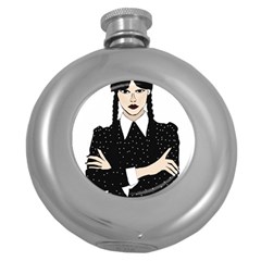 Wednesday Addams Round Hip Flask (5 Oz) by Fundigitalart234