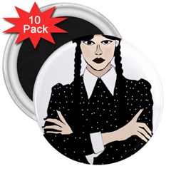 Wednesday Addams 3  Magnets (10 Pack)  by Fundigitalart234