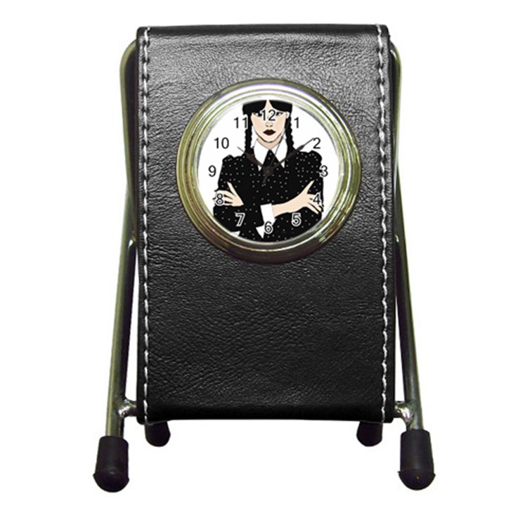 Wednesday addams Pen Holder Desk Clock