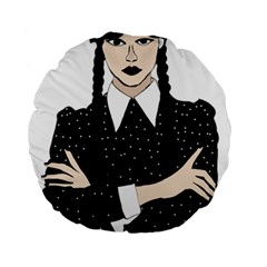 Wednesday Addams Standard 15  Premium Round Cushions by Fundigitalart234