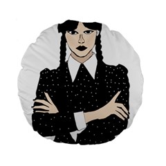 Wednesday Addams Standard 15  Premium Flano Round Cushions by Fundigitalart234