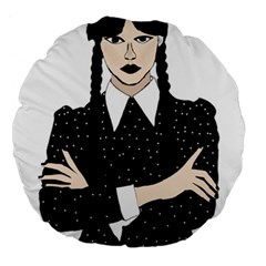 Wednesday Addams Large 18  Premium Flano Round Cushions by Fundigitalart234