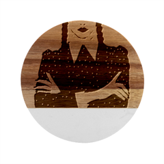 Wednesday Addams Marble Wood Coaster (round) by Fundigitalart234