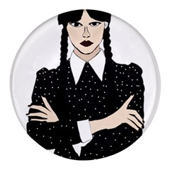 Wednesday Addams Round Glass Fridge Magnet (4 Pack) by Fundigitalart234