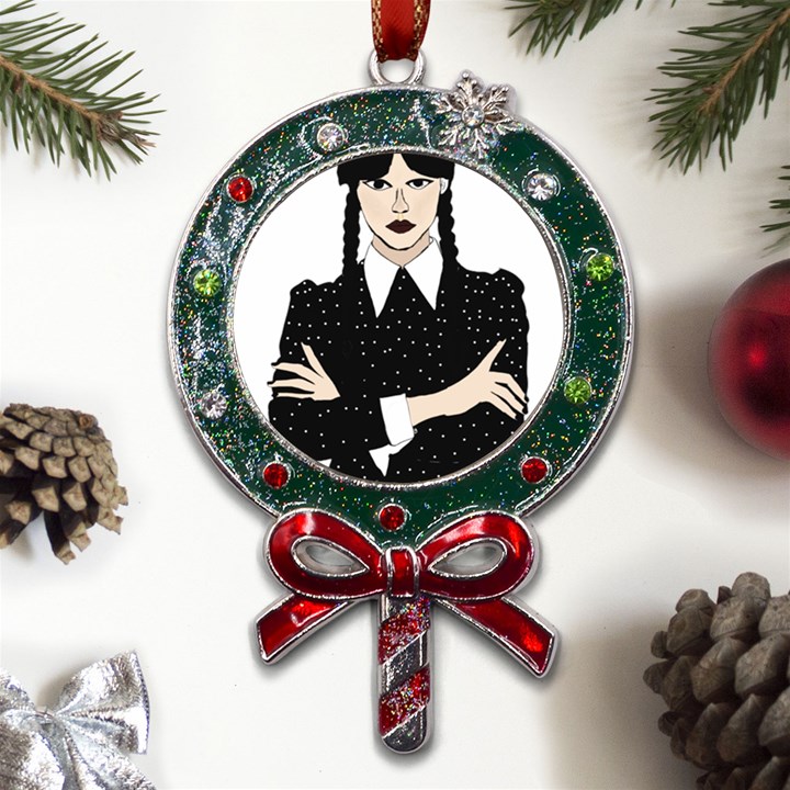 Wednesday addams Metal X Mas Lollipop with Crystal Ornament