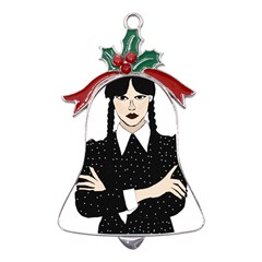 Wednesday Addams Metal Holly Leaf Bell Ornament