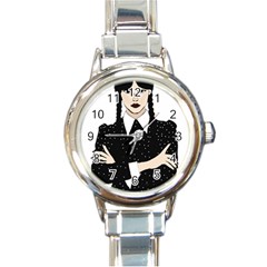 Wednesday addams Round Italian Charm Watch