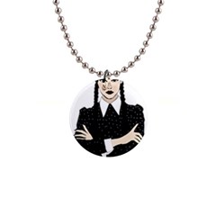 Wednesday Addams 1  Button Necklace by Fundigitalart234