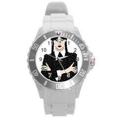 Wednesday addams Round Plastic Sport Watch (L)