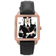 Wednesday addams Rose Gold Leather Watch 