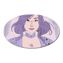 Futuristic Woman Oval Magnet by Fundigitalart234