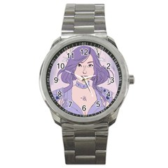 Futuristic Woman Sport Metal Watch by Fundigitalart234