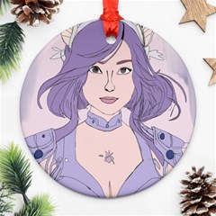 Futuristic Woman Round Ornament (two Sides)