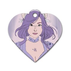 Futuristic Woman Dog Tag Heart (one Side) by Fundigitalart234