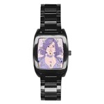 Futuristic woman Stainless Steel Barrel Watch Front