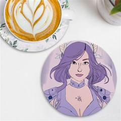 Futuristic Woman Uv Print Round Tile Coaster by Fundigitalart234