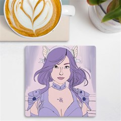 Futuristic Woman Uv Print Square Tile Coaster  by Fundigitalart234