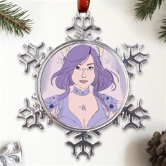 Futuristic Woman Metal Large Snowflake Ornament