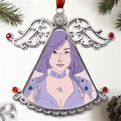 Futuristic Woman Metal Angel With Crystal Ornament