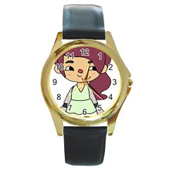 Toca Life Self Made Character  Round Gold Metal Watch by Fundigitalart234