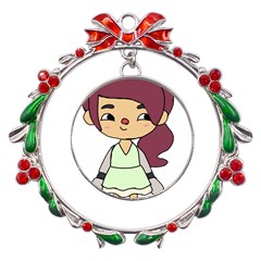 Toca Life Self Made Character  Metal X mas Wreath Ribbon Ornament by Fundigitalart234