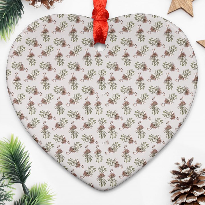 Warm Blossom Harmony Floral Pattern Heart Ornament (Two Sides)