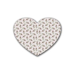 Warm Blossom Harmony Floral Pattern Rubber Coaster (heart) by dflcprintsclothing