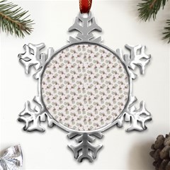 Warm Blossom Harmony Floral Pattern Metal Small Snowflake Ornament by dflcprintsclothing