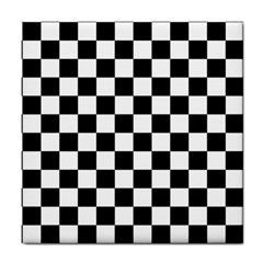 Black White Checker Pattern Checkerboard Tile Coaster by Cowasu