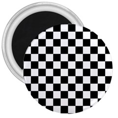 Black White Checker Pattern Checkerboard 3  Magnets by Cowasu