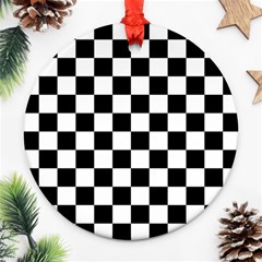 Black White Checker Pattern Checkerboard Ornament (round) by Cowasu