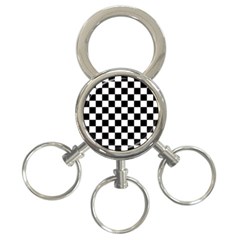 Black White Checker Pattern Checkerboard 3-ring Key Chain by Cowasu