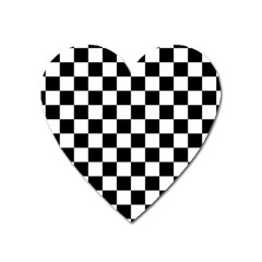 Black White Checker Pattern Checkerboard Heart Magnet by Cowasu